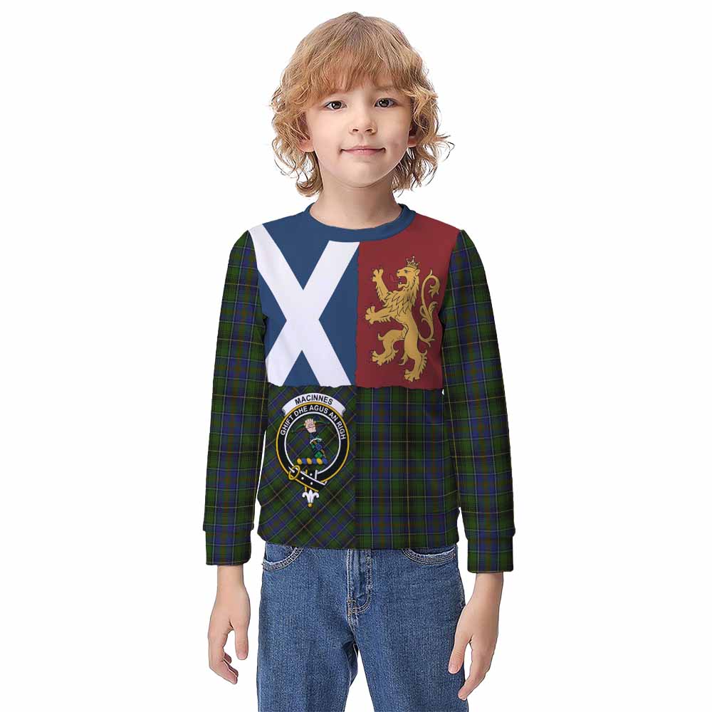 MacInnes (McInnes) Crest Tartan Kid Knitted Sweatshirt with Lion Rampant Saltire Style - Tartan Vibes Clothing