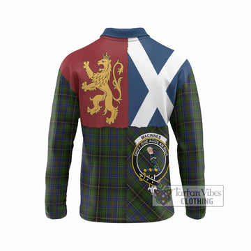 MacInnes (McInnes) Crest Tartan Long Sleeve Polo Shirt with Lion Rampant Saltire Style