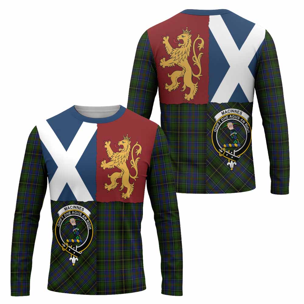 MacInnes (McInnes) Crest Tartan Long Sleeve T-Shirt with Lion Rampant Saltire Style