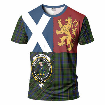 MacInnes (McInnes) Crest Tartan T-Shirt with Lion Rampant Saltire Style