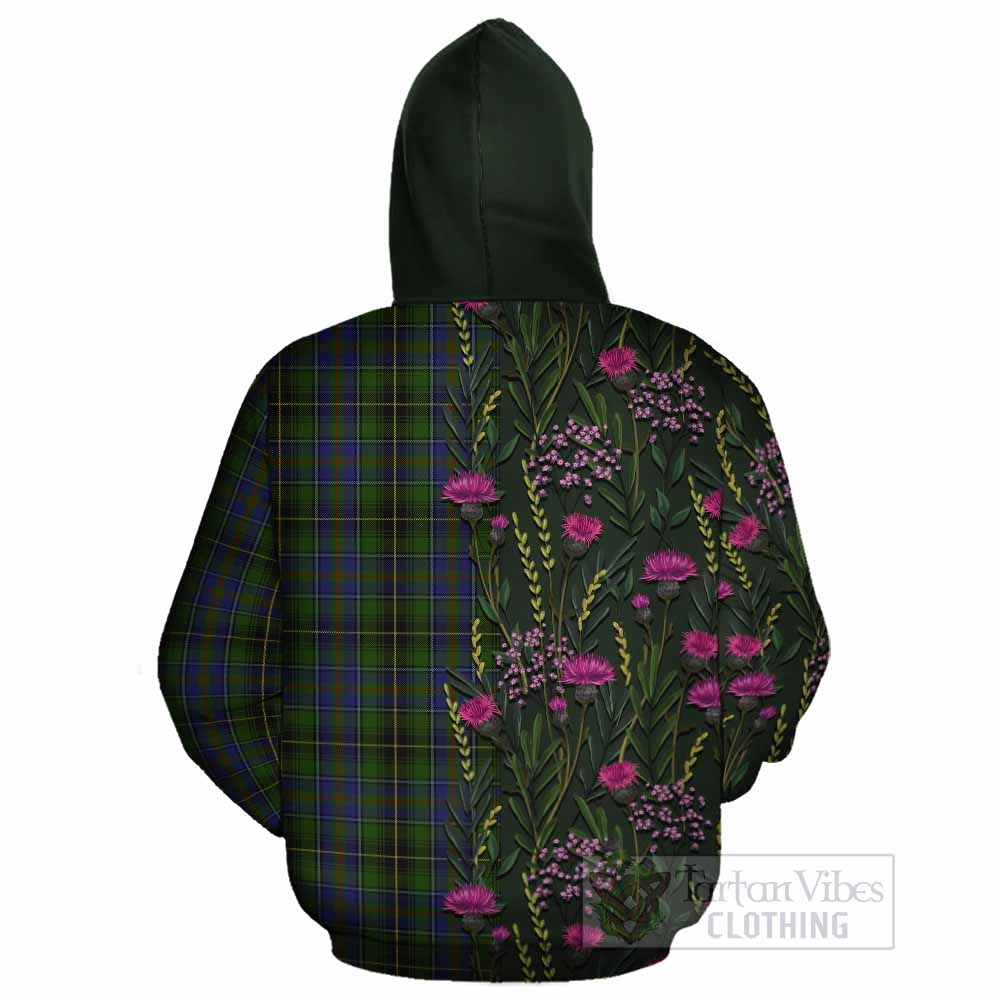 MacInnes (McInnes) Family Crest Tartan Cotton Hoodie Scottish Thistle Flower Pattern Half Style - Tartan Vibes Clothing
