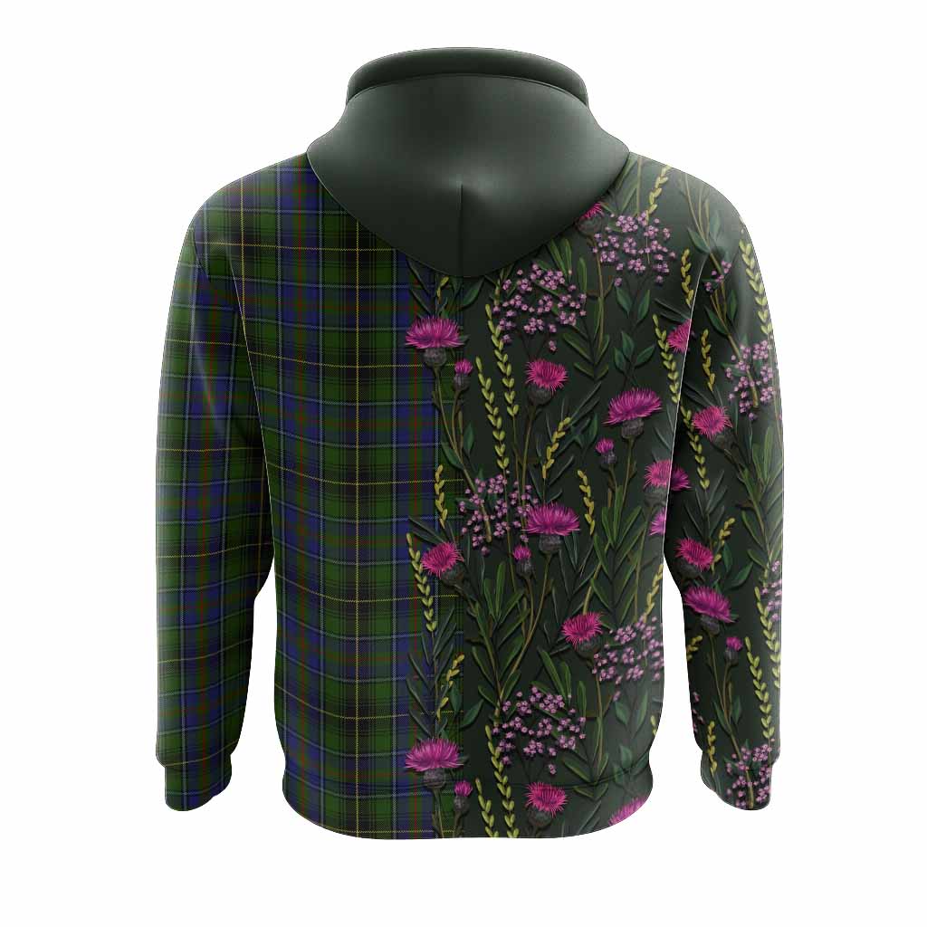 MacInnes (McInnes) Family Crest Tartan Hoodie Scottish Thistle Flower Pattern Half Style - Tartan Vibes Clothing