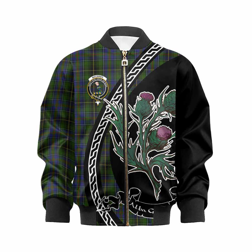 MacInnes (McInnes) Family Crest Tartan Kid Bomber Jacket Alba Thistle Inspired - Tartan Vibes Clothing