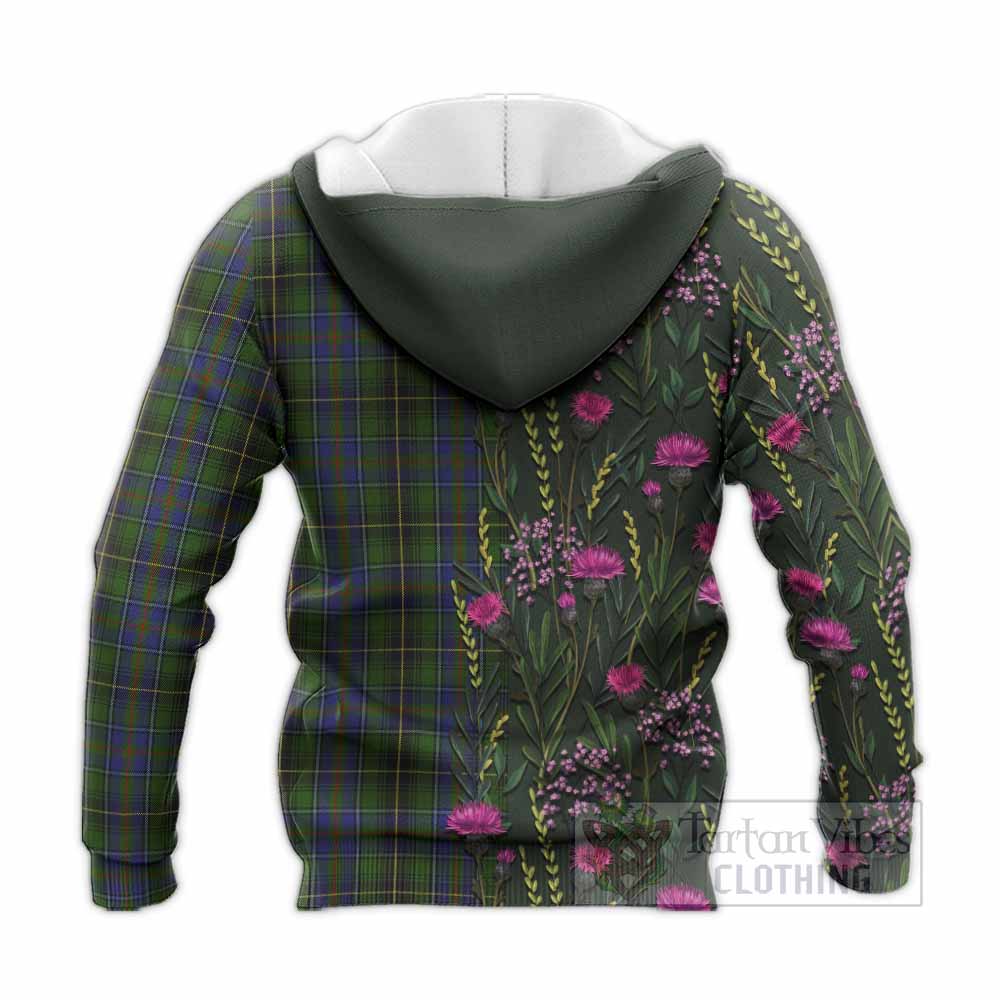 MacInnes (McInnes) Family Crest Tartan Knitted Hoodie Scottish Thistle Flower Pattern Half Style - Tartan Vibes Clothing