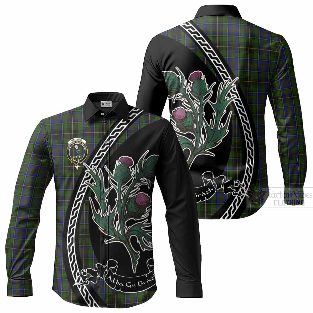 MacInnes (McInnes) Family Crest Tartan Long Sleeve Button Shirts Alba Thistle Inspired - Tartan Vibes Clothing