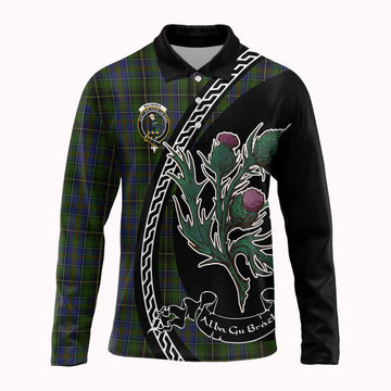 MacInnes (McInnes) Family Crest Tartan Long Sleeve Polo Shirt Alba Thistle Inspired
