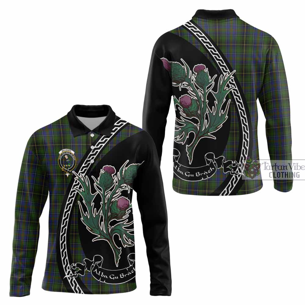 MacInnes (McInnes) Family Crest Tartan Long Sleeve Polo Shirt Alba Thistle Inspired - Tartan Vibes Clothing