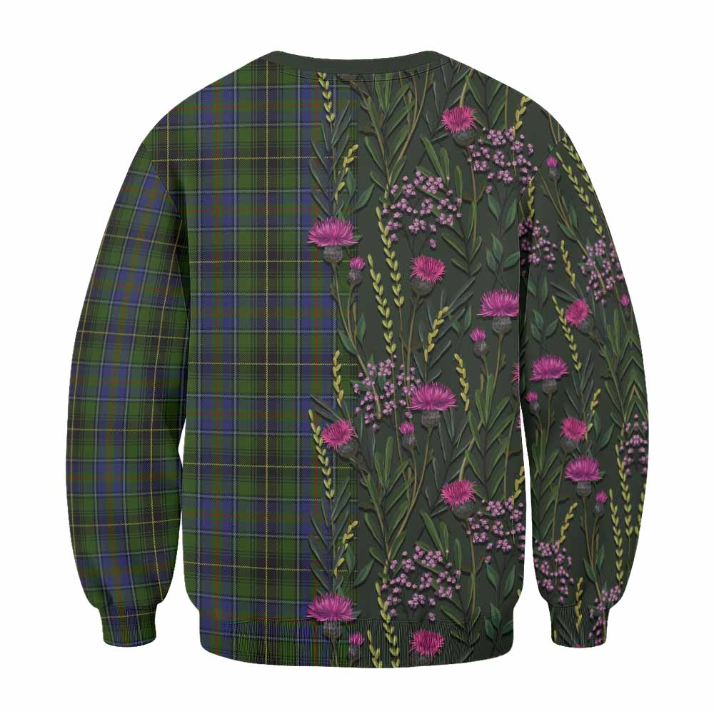 MacInnes (McInnes) Family Crest Tartan Sweatshirt Scottish Thistle Flower Pattern Half Style - Tartan Vibes Clothing