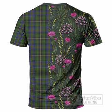 MacInnes (McInnes) Family Crest Tartan T-Shirt Scottish Thistle Flower Pattern Half Style - Tartan Vibes Clothing