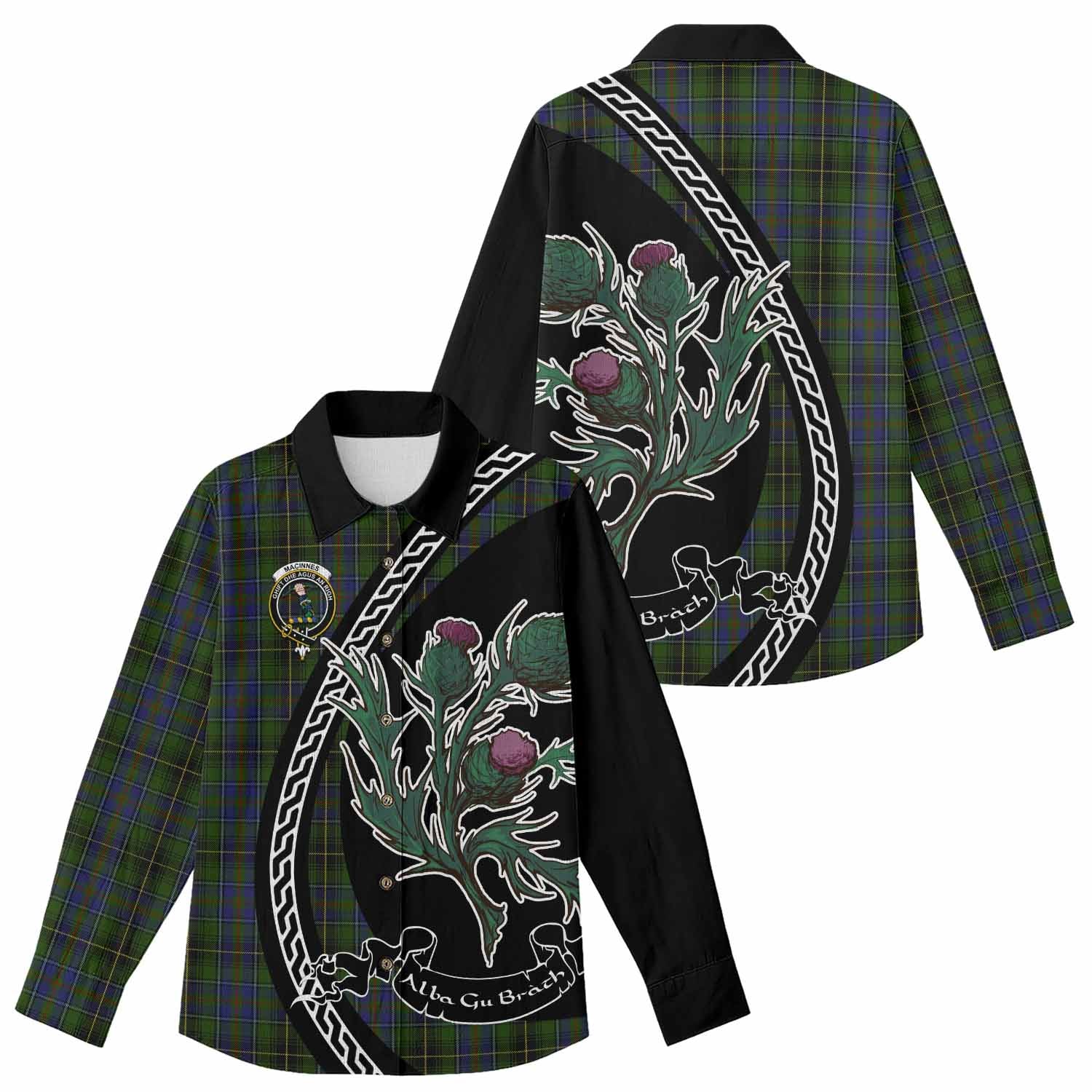 MacInnes (McInnes) Family Crest Tartan Women Casual Shirt Alba Thistle Inspired - Tartan Vibes Clothing