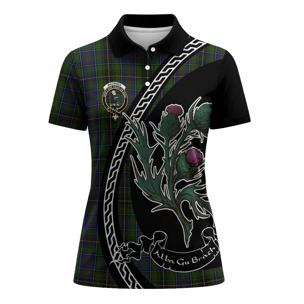 MacInnes (McInnes) Family Crest Tartan Women Polo Shirt Alba Thistle Inspired - Tartan Vibes Clothing