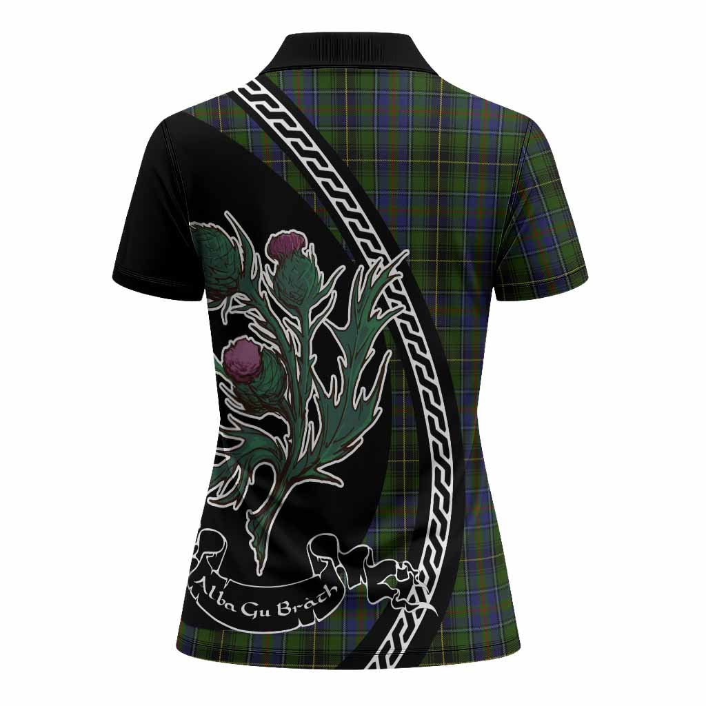 MacInnes (McInnes) Family Crest Tartan Women Polo Shirt Alba Thistle Inspired - Tartan Vibes Clothing
