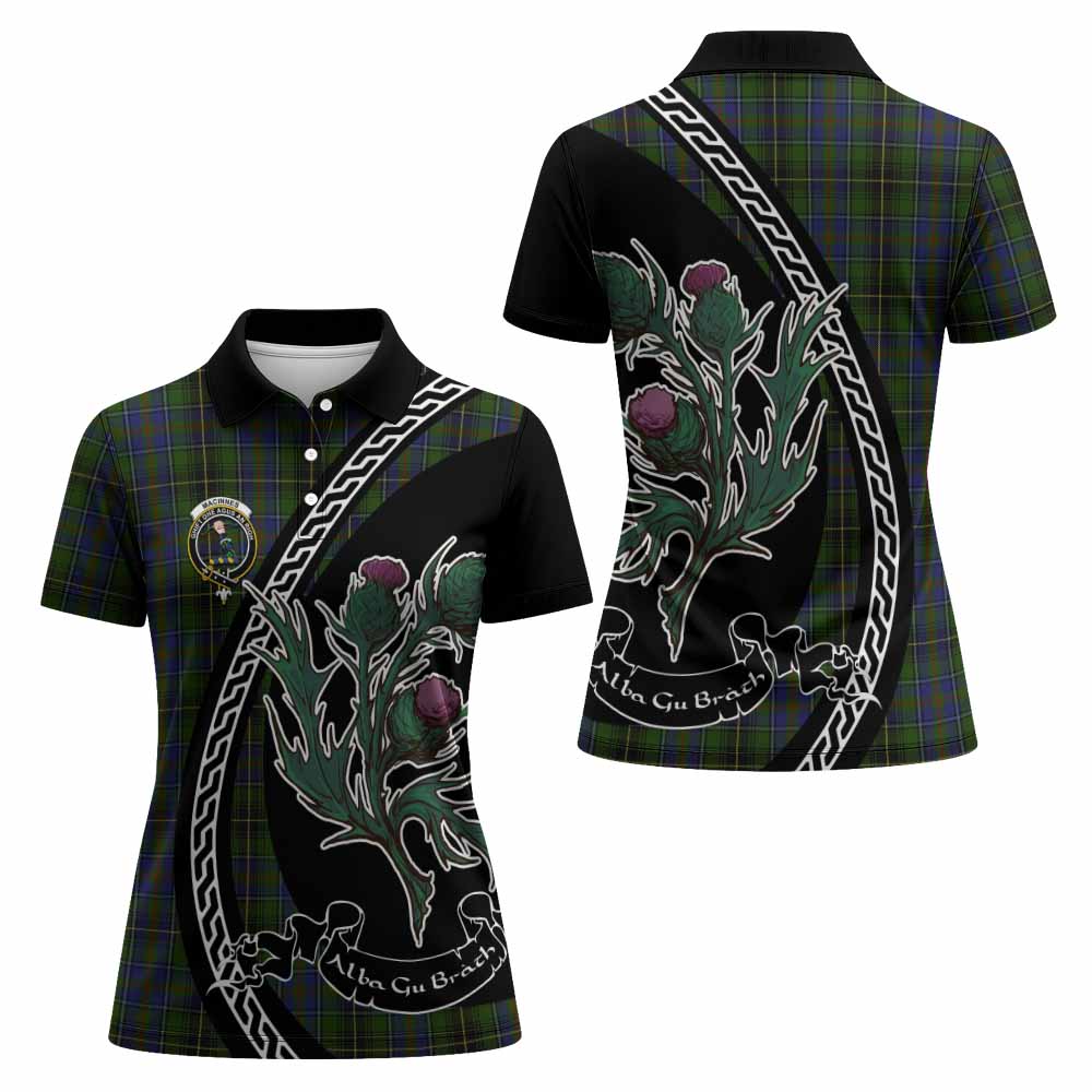 MacInnes (McInnes) Family Crest Tartan Women Polo Shirt Alba Thistle Inspired - Tartan Vibes Clothing