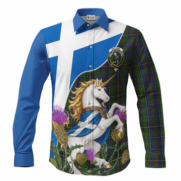 MacInnes (McInnes) Scottish Tartan Crest Unicorn Heritage Long Sleeve Button Shirts Men's Shirt S - Tartan Vibes Clothing