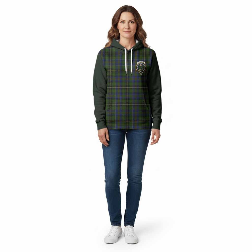 MacInnes (McInnes) Tartan Accent Cotton Hoodie with Family Crest