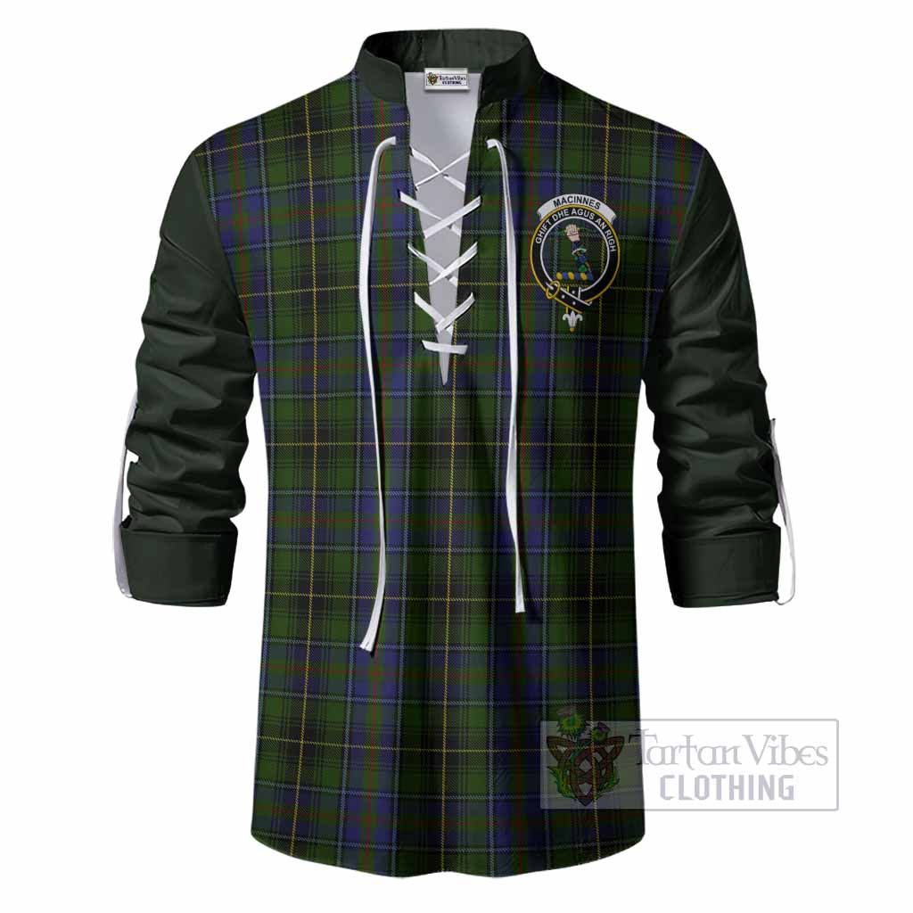 MacInnes (McInnes) Tartan Accent Ghillie Shirt with Family Crest