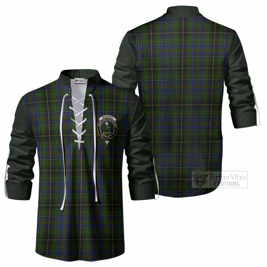 MacInnes (McInnes) Tartan Accent Ghillie Shirt with Family Crest