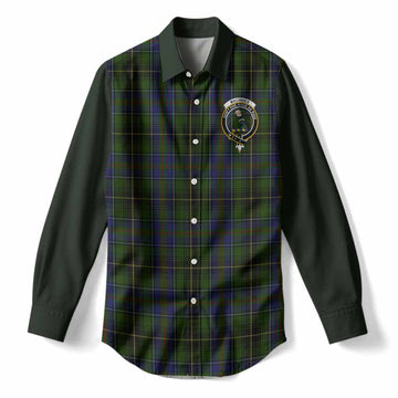 MacInnes (McInnes) Tartan Accent Women Casual Shirt with Family Crest