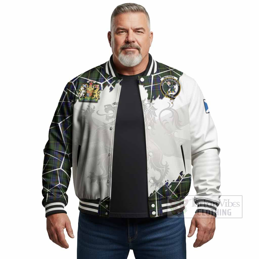 MacInnes (McInnes) Tartan Baseball Jacket with Family Crest and Lion Rampant Grunge Style