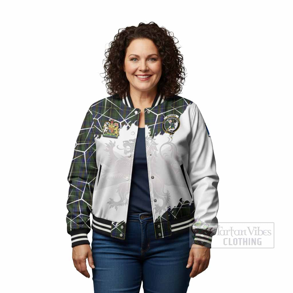 MacInnes (McInnes) Tartan Baseball Jacket with Family Crest and Lion Rampant Grunge Style