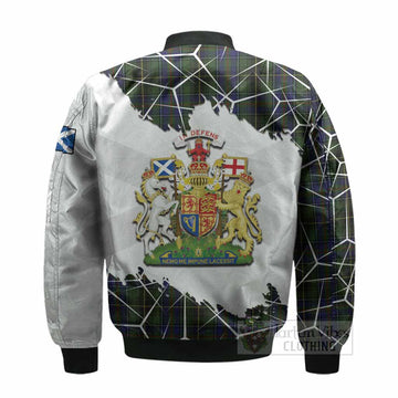 MacInnes (McInnes) Tartan Bomber Jacket with Family Crest and Lion Rampant Grunge Style
