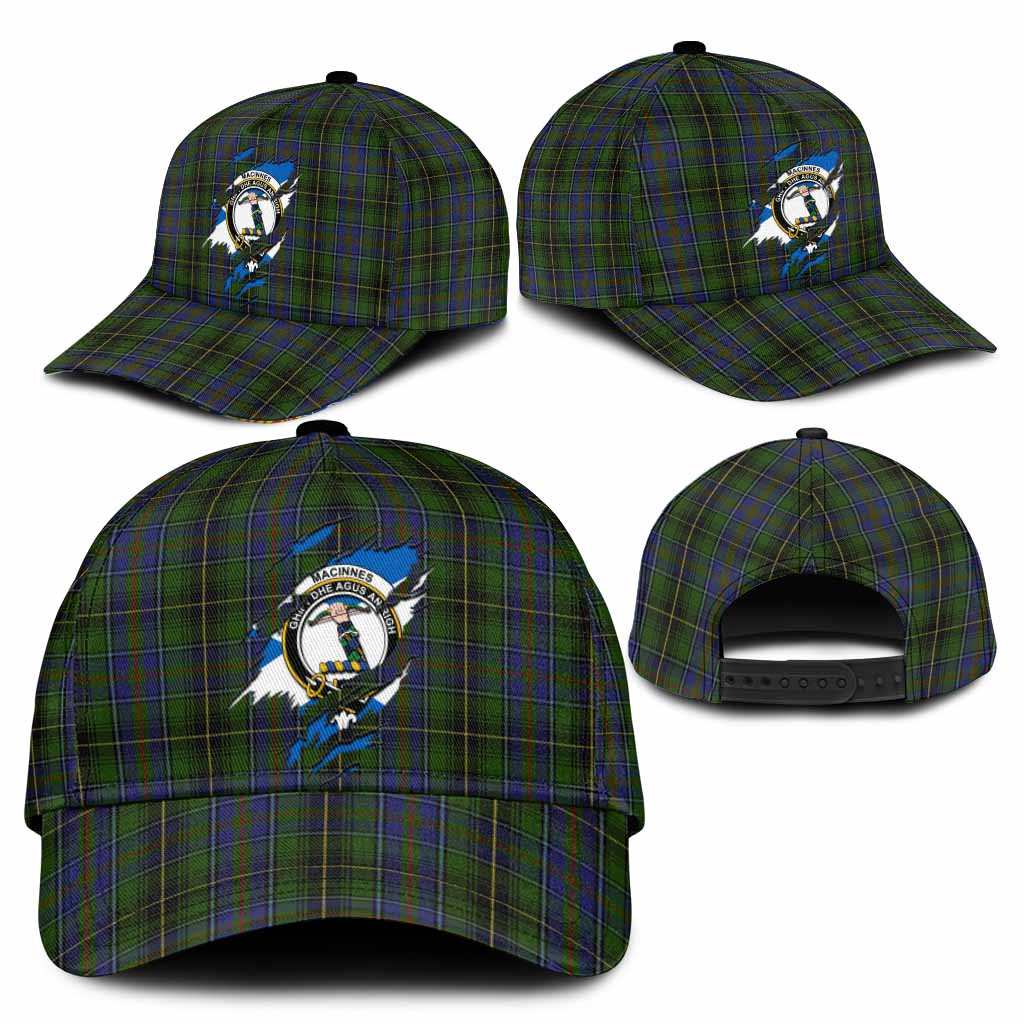 MacInnes (McInnes) Tartan Classic Cap with Family Crest In Me Style