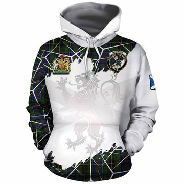 MacInnes (McInnes) Tartan Cotton Hoodie with Family Crest and Lion Rampant Grunge Style