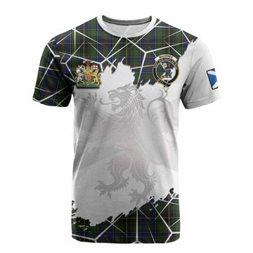 MacInnes (McInnes) Tartan Cotton T-shirt with Family Crest and Lion Rampant Grunge Style