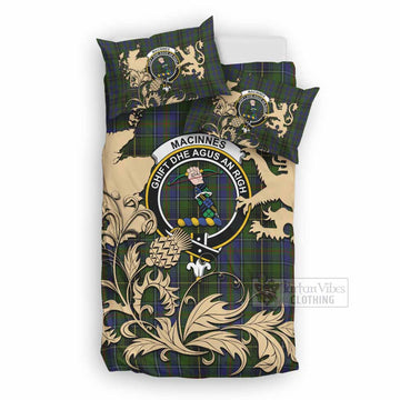MacInnes (McInnes) Tartan Crest Bedding Set with Scottish Iconic Symbols 