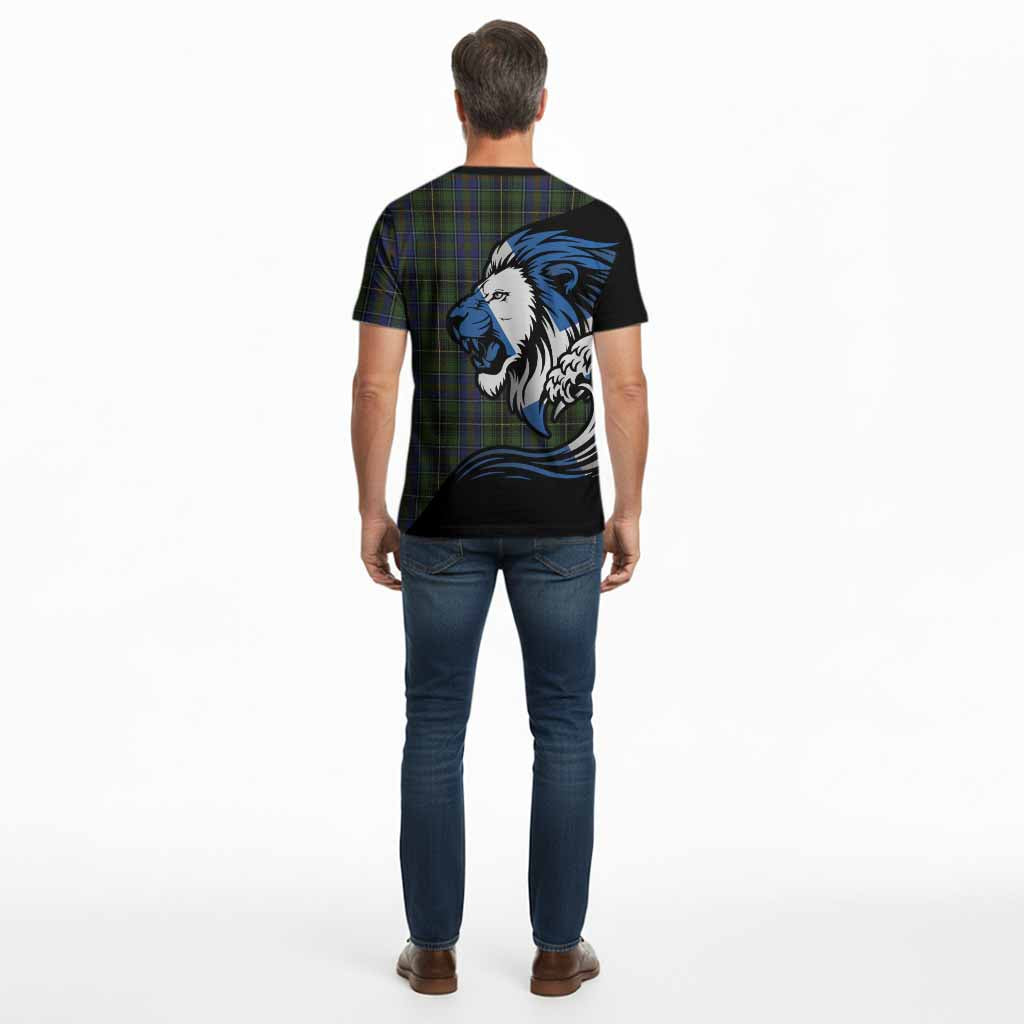 MacInnes (McInnes) Tartan Crest Cotton T-shirt Scottish Golden Lions Wave Flow