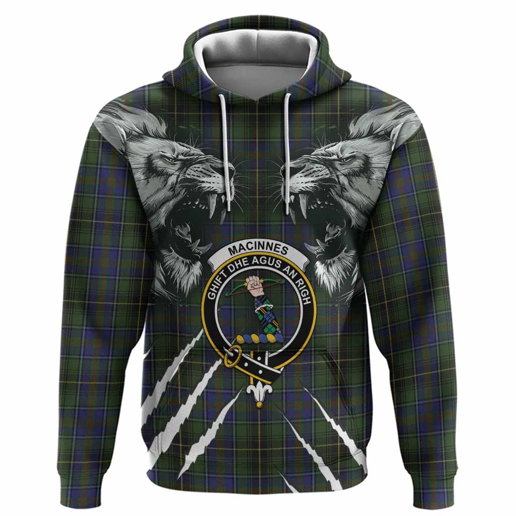 MacInnes (McInnes) Tartan Crest Hoodie Ferocious Lion Style