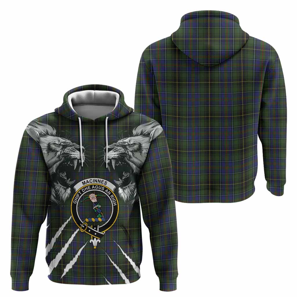 MacInnes (McInnes) Tartan Crest Hoodie Ferocious Lion Style