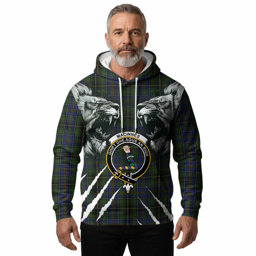 MacInnes (McInnes) Tartan Crest Hoodie Ferocious Lion Style