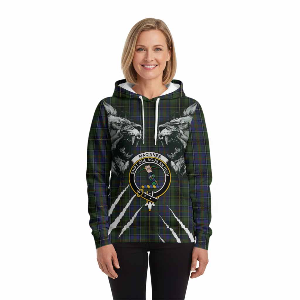 MacInnes (McInnes) Tartan Crest Hoodie Ferocious Lion Style