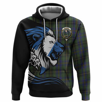 MacInnes (McInnes) Tartan Crest Hoodie Scottish Golden Lions Wave Flow