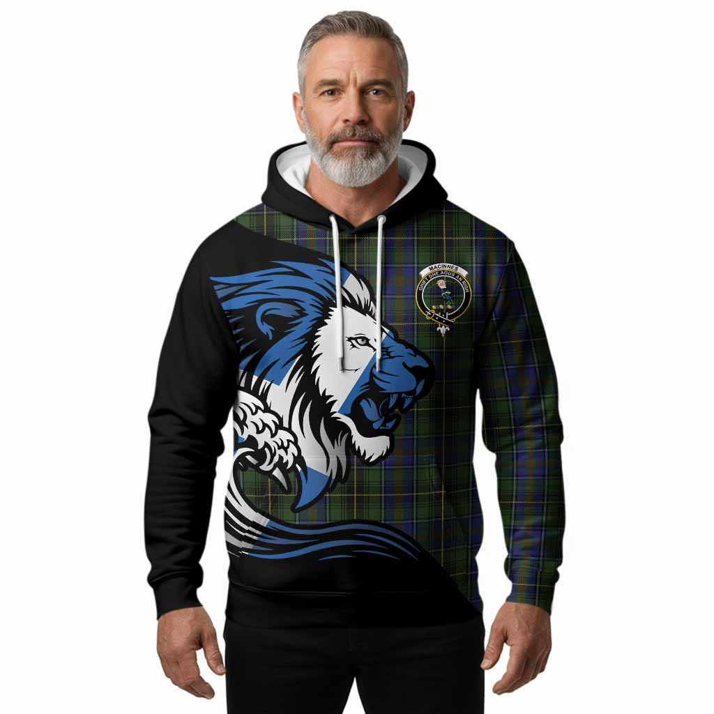 MacInnes (McInnes) Tartan Crest Hoodie Scottish Golden Lions Wave Flow