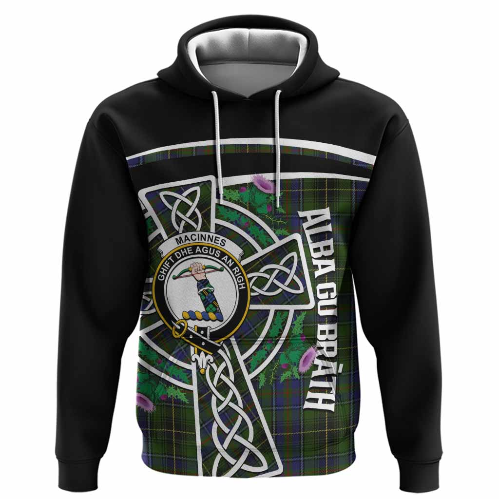 MacInnes (McInnes) Tartan Crest Hoodie Scottish Thistle Celtic Cross Alba Gu Brath