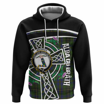 MacInnes (McInnes) Tartan Crest Hoodie Scottish Thistle Celtic Cross Alba Gu Brath