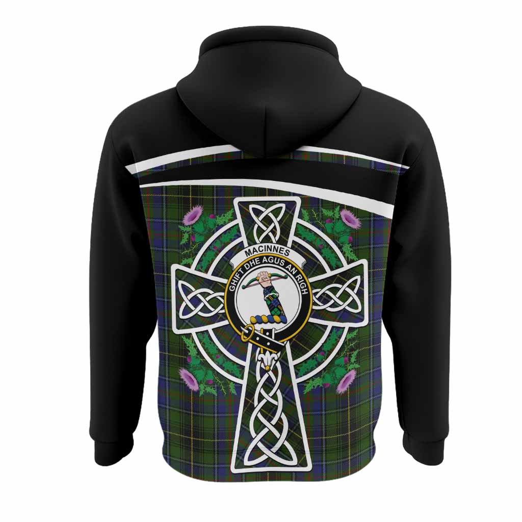 MacInnes (McInnes) Tartan Crest Hoodie Scottish Thistle Celtic Cross Alba Gu Brath