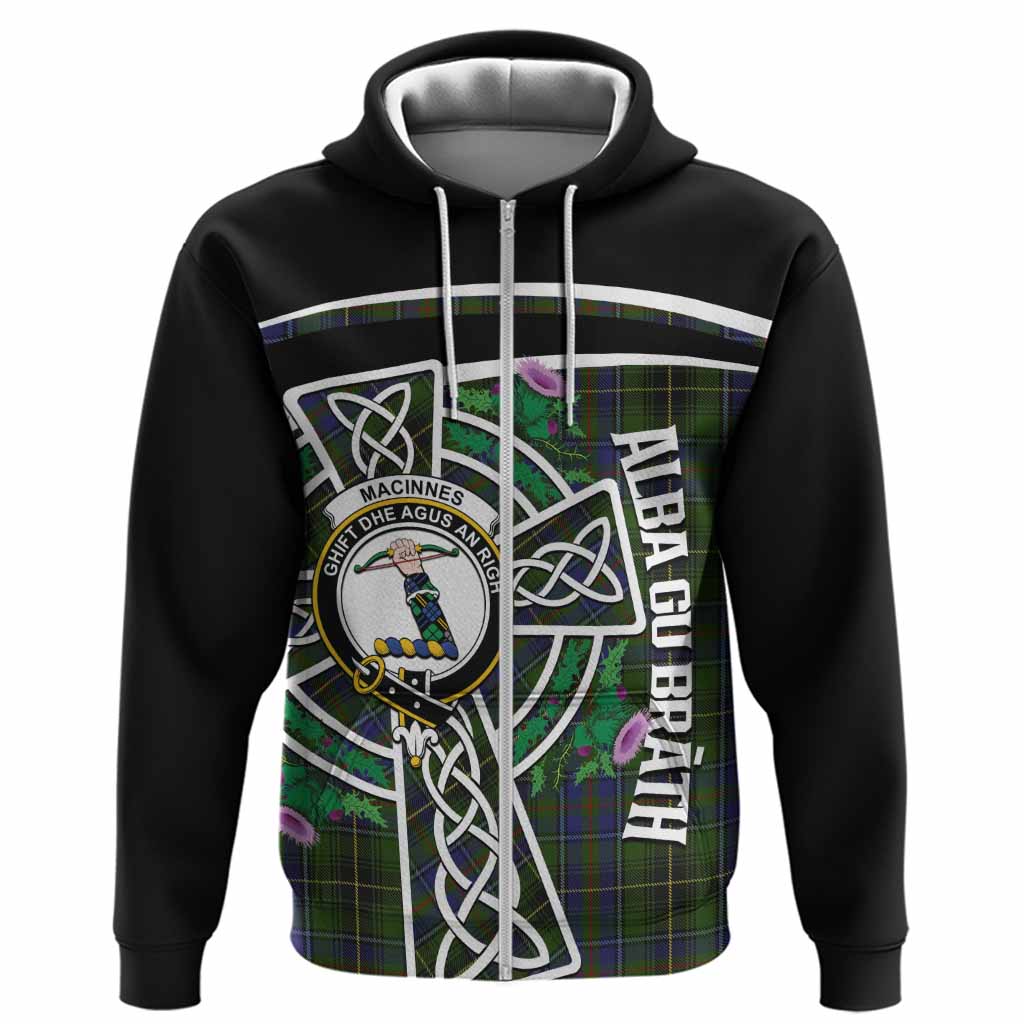 MacInnes (McInnes) Tartan Crest Hoodie Scottish Thistle Celtic Cross Alba Gu Brath