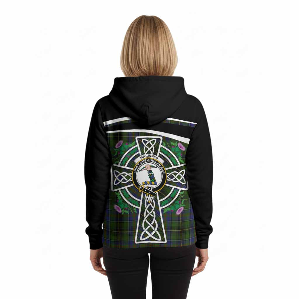 MacInnes (McInnes) Tartan Crest Hoodie Scottish Thistle Celtic Cross Alba Gu Brath