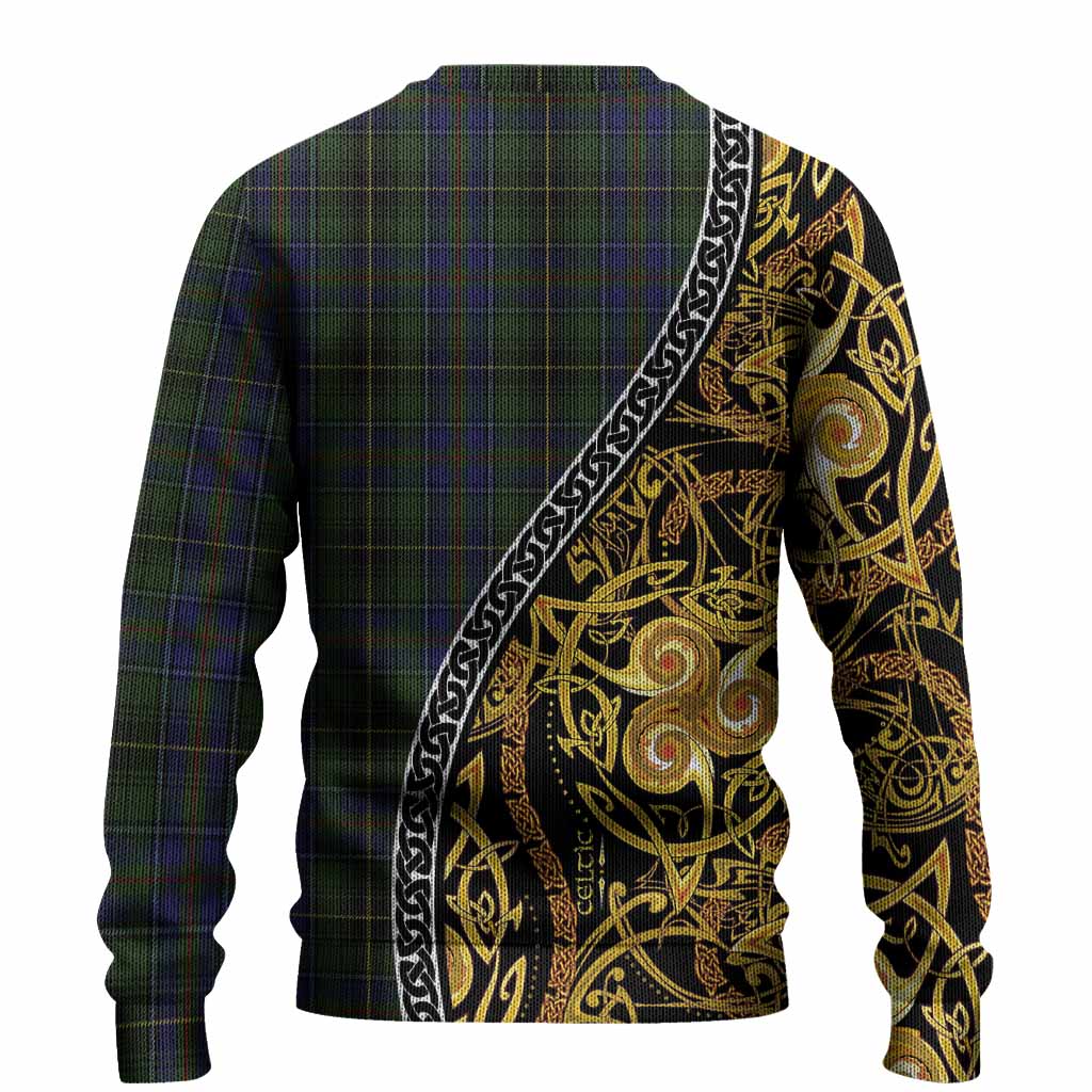 MacInnes (McInnes) Tartan Crest Knitted Sweater Celtic Knot and Triple Trickle Spiral Symbols