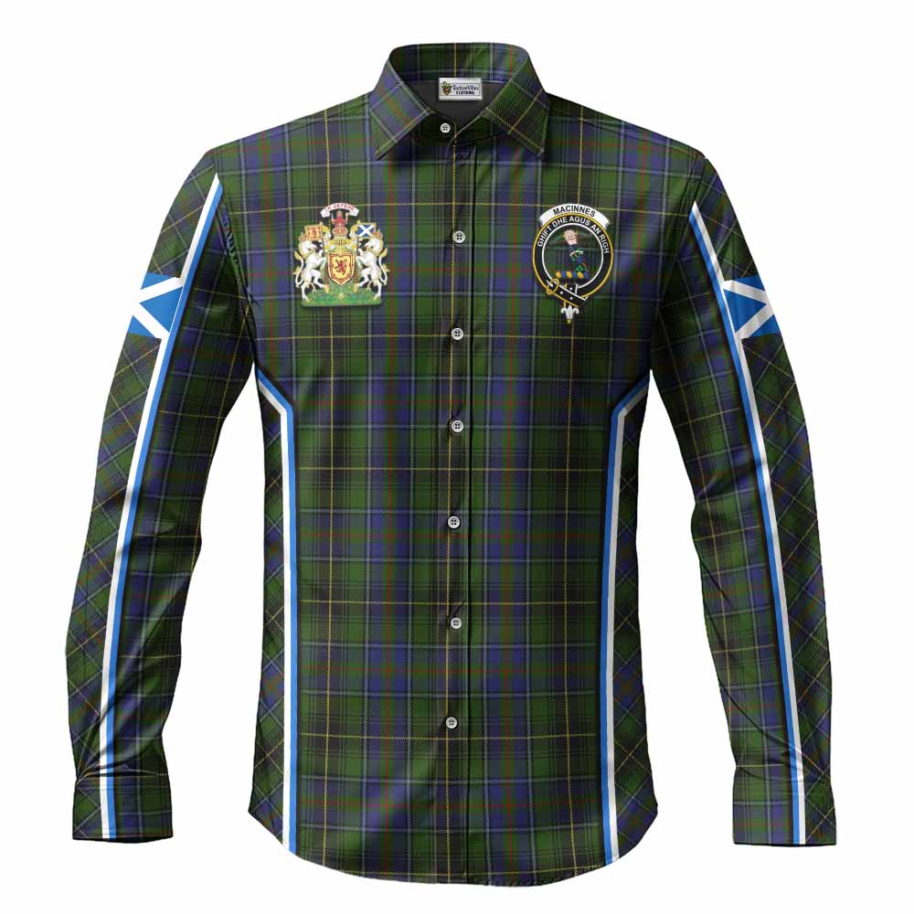 MacInnes (McInnes) Tartan Crest Long Sleeve Button Shirts Scotland Coat of Arm Flag Style - Tartan Vibes Clothing