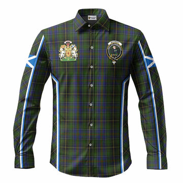MacInnes (McInnes) Tartan Crest Long Sleeve Button Shirts Scotland Coat of Arm Flag Style