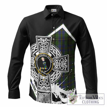 MacInnes (McInnes) Tartan Crest Long Sleeve Button Shirts Scottish Celtic Cross Heritage