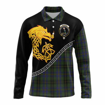 MacInnes (McInnes) Tartan Crest Long Sleeve Polo Shirt Legendary Dragon Knot Half Style
