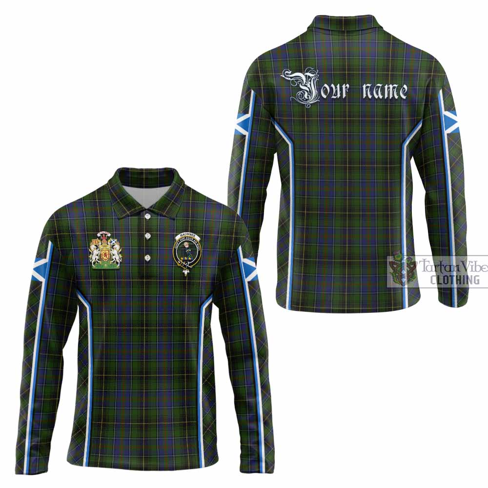 MacInnes (McInnes) Tartan Crest Long Sleeve Polo Shirt Scotland Coat of Arm Flag Style - Tartan Vibes Clothing