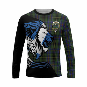MacInnes (McInnes) Tartan Crest Long Sleeve T-Shirt Scottish Golden Lions Wave Flow