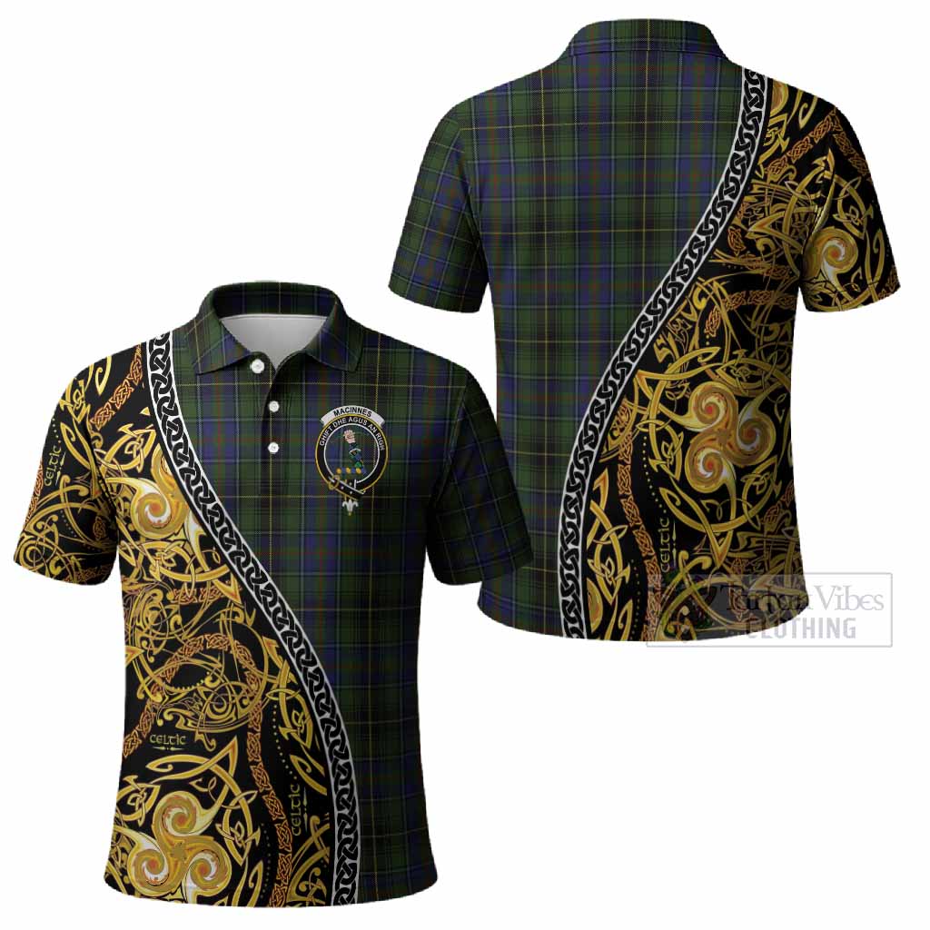 MacInnes (McInnes) Tartan Crest Polo Shirt Celtic Knot and Triple Trickle Spiral Symbols