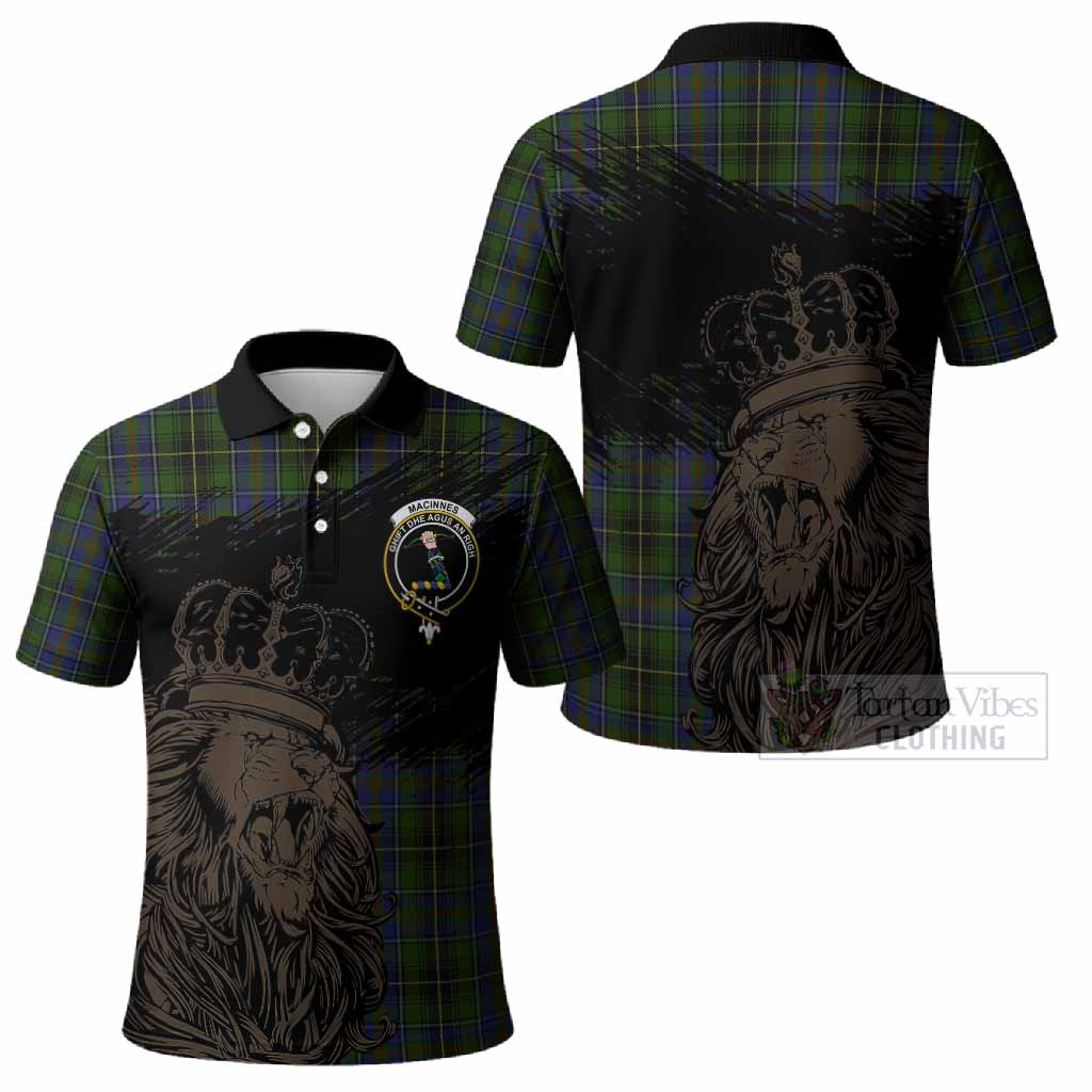 MacInnes (McInnes) Tartan Crest Polo Shirt Crowned Lion Heritage Style
